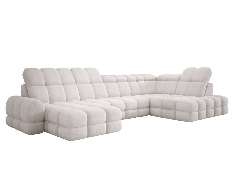 Designer Sofa Lima U with electric sleeping function in bouclé