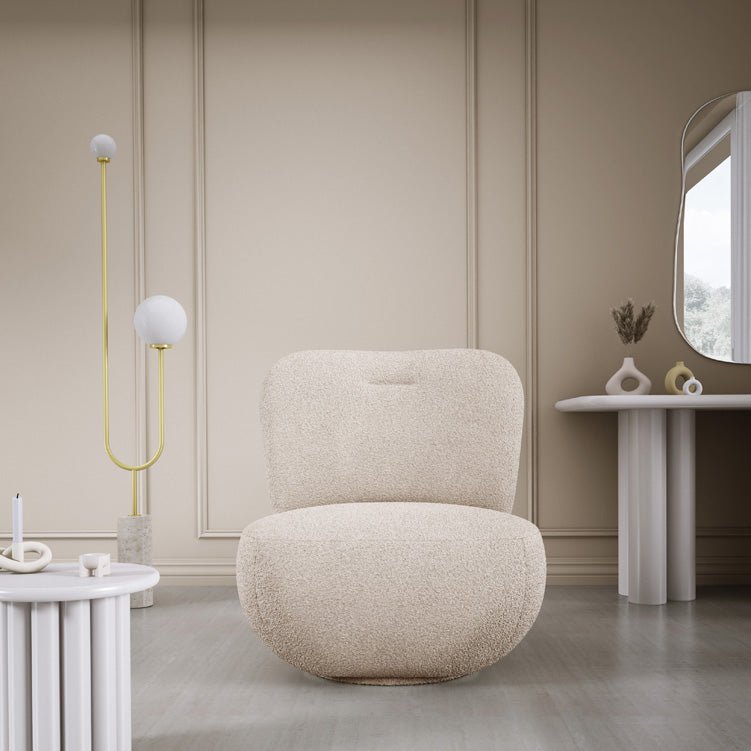Designer Sëtzstull Kyoto 360° Dréifunktioun a Bouclé