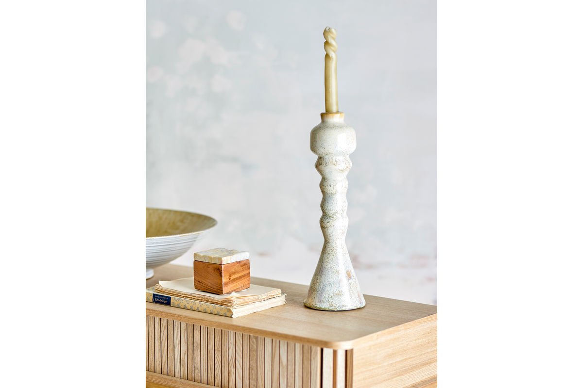 Kerzenhalter „Alvion“ – Terrakotta in Weiß