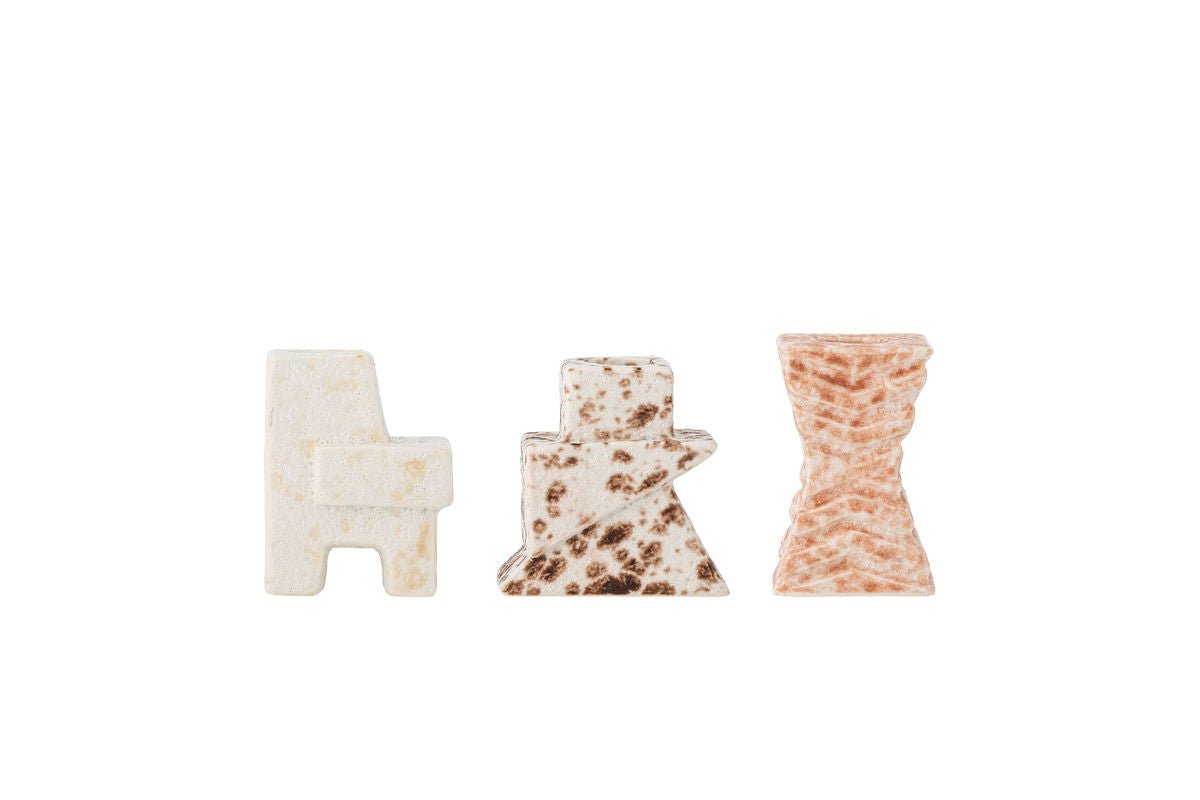 Kerzenhalter-Set Tate – Steingutt mat reaktiver Glasur (3er-Set)