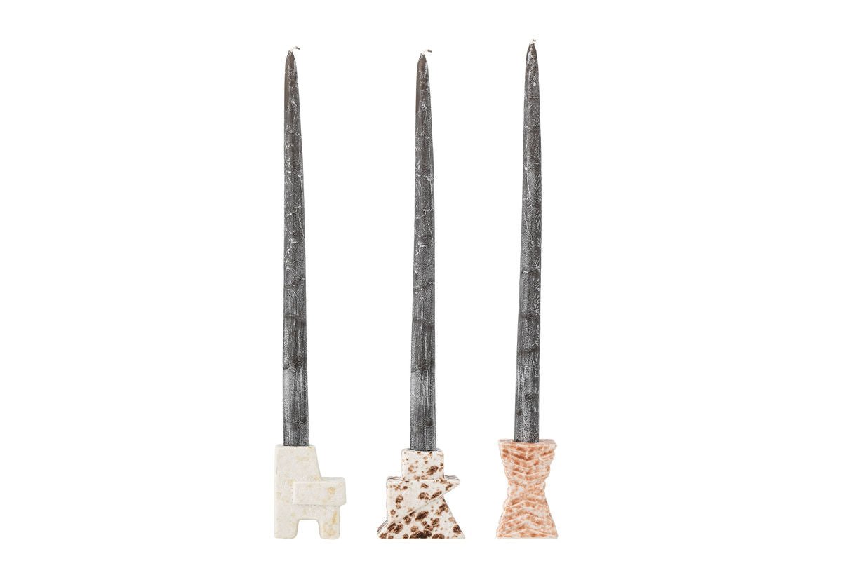 Kerzenhalter-Set Tate – Steingutt mat reaktiver Glasur (3er-Set)