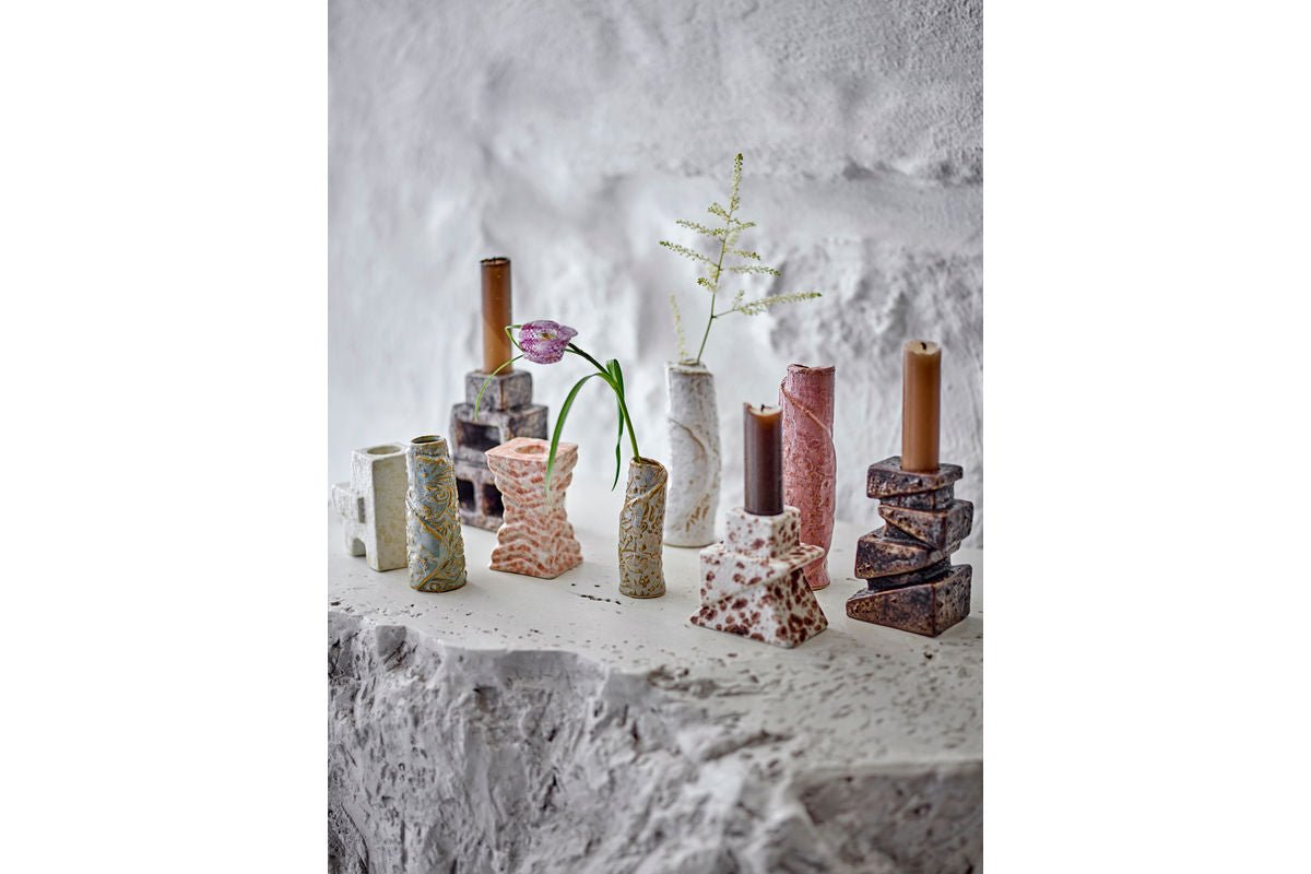 Kerzenhalter-Set Tate – Steingutt mat reaktiver Glasur (3er-Set)