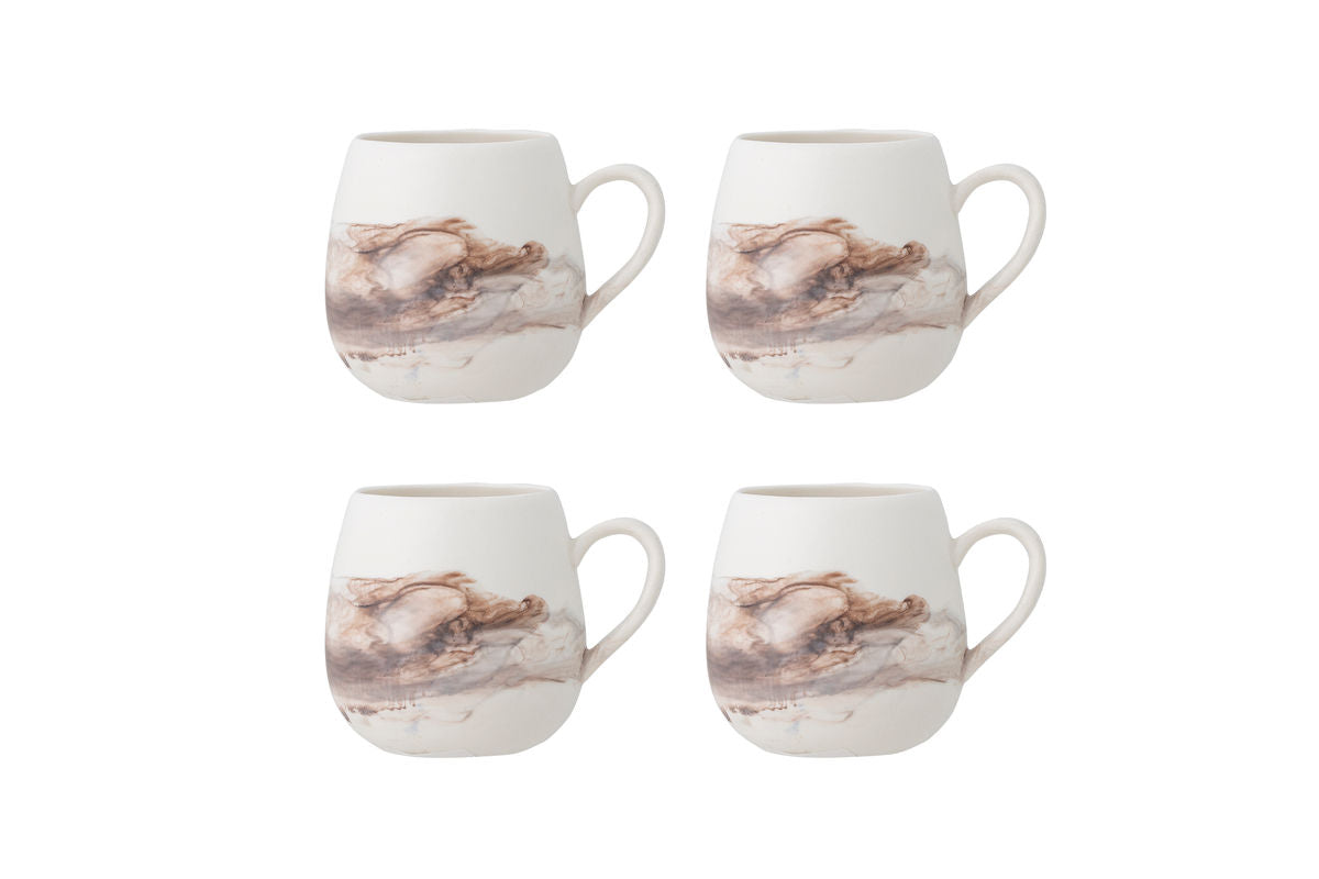 Tassenset „Arvona“ – Brongt Steingut (4-Deel)