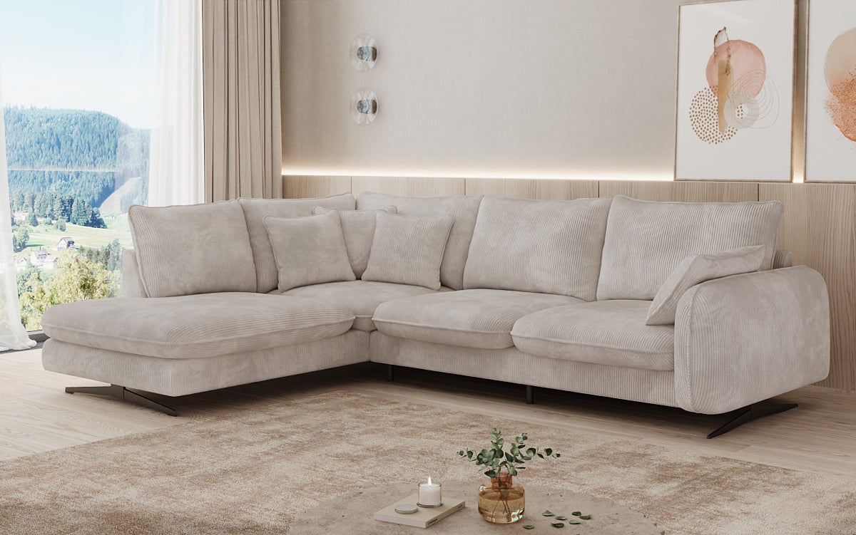 Designer-Ecksofa Laguna mat Metallféiss a Cord