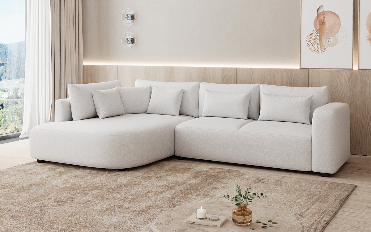 Designer-Ecksofa Ando mat breeder Ottomane aus Strukturstoff