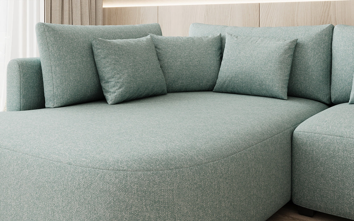 Designer-Ecksofa Ando mat breeder Ottomane aus Strukturstoff
