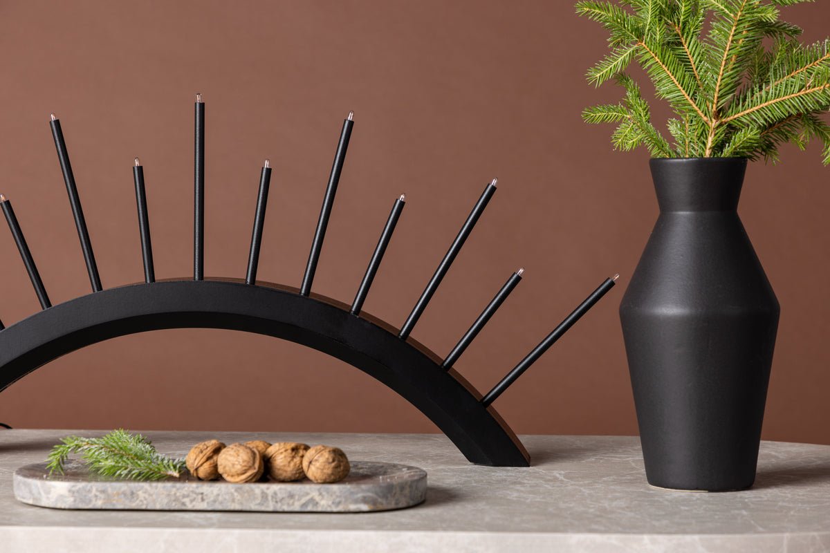 Chrëschtdekoratioun Lumin - Ronn Bogenbeliichtung an Schwaarz