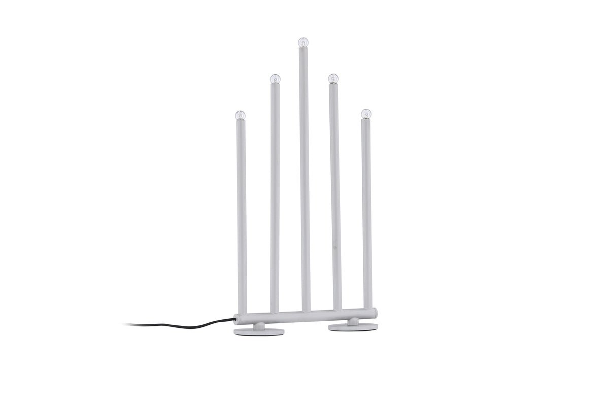 Chrëschtdekoratiounskandelaber Schneefall - 5 Kerzen a Sëlwer oder Schwaarz