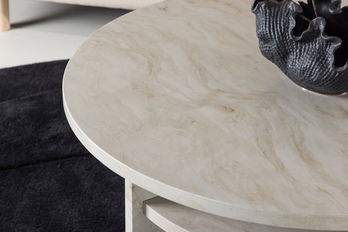 Couchtisch Morma - mat Marmoroptik an Ablagefach