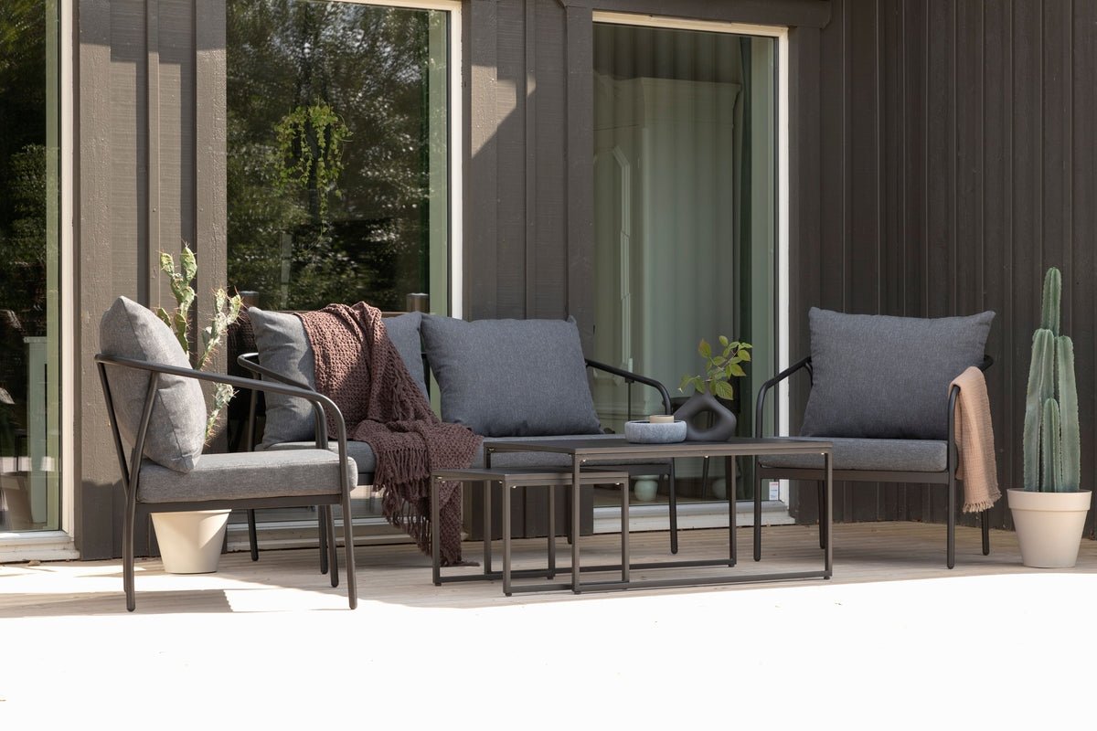 Garten Loungeset Living - aus schwarzem Stahlgestell
