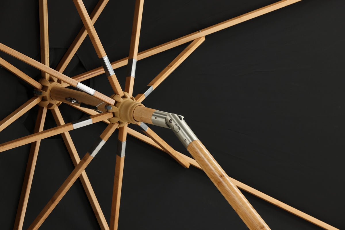 Garten Sonnenschirm Boho – Ø270 cm in wahlweise Schwarz oder Grau