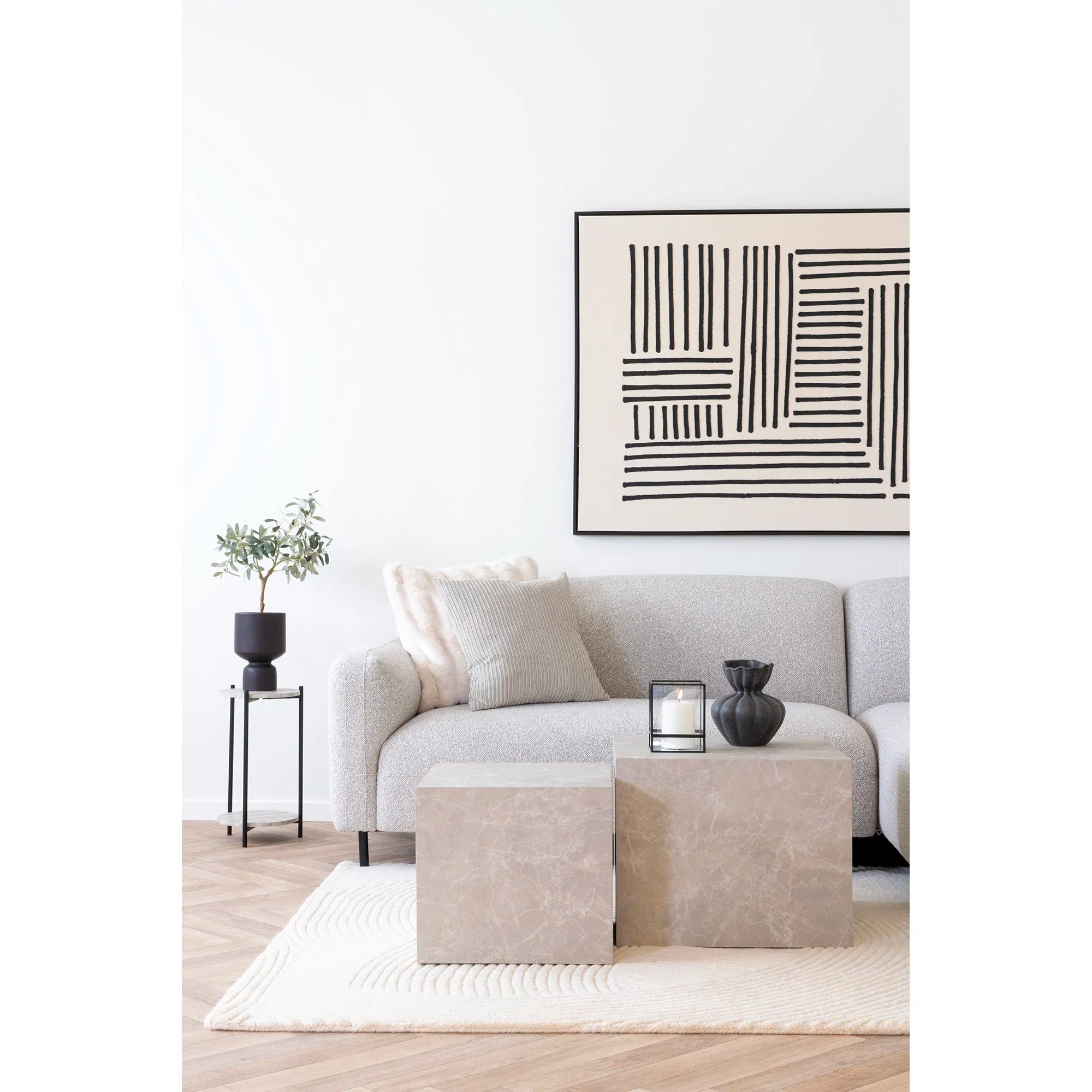 Designer Couchtisch Paris 2er Set an Marmor Optik