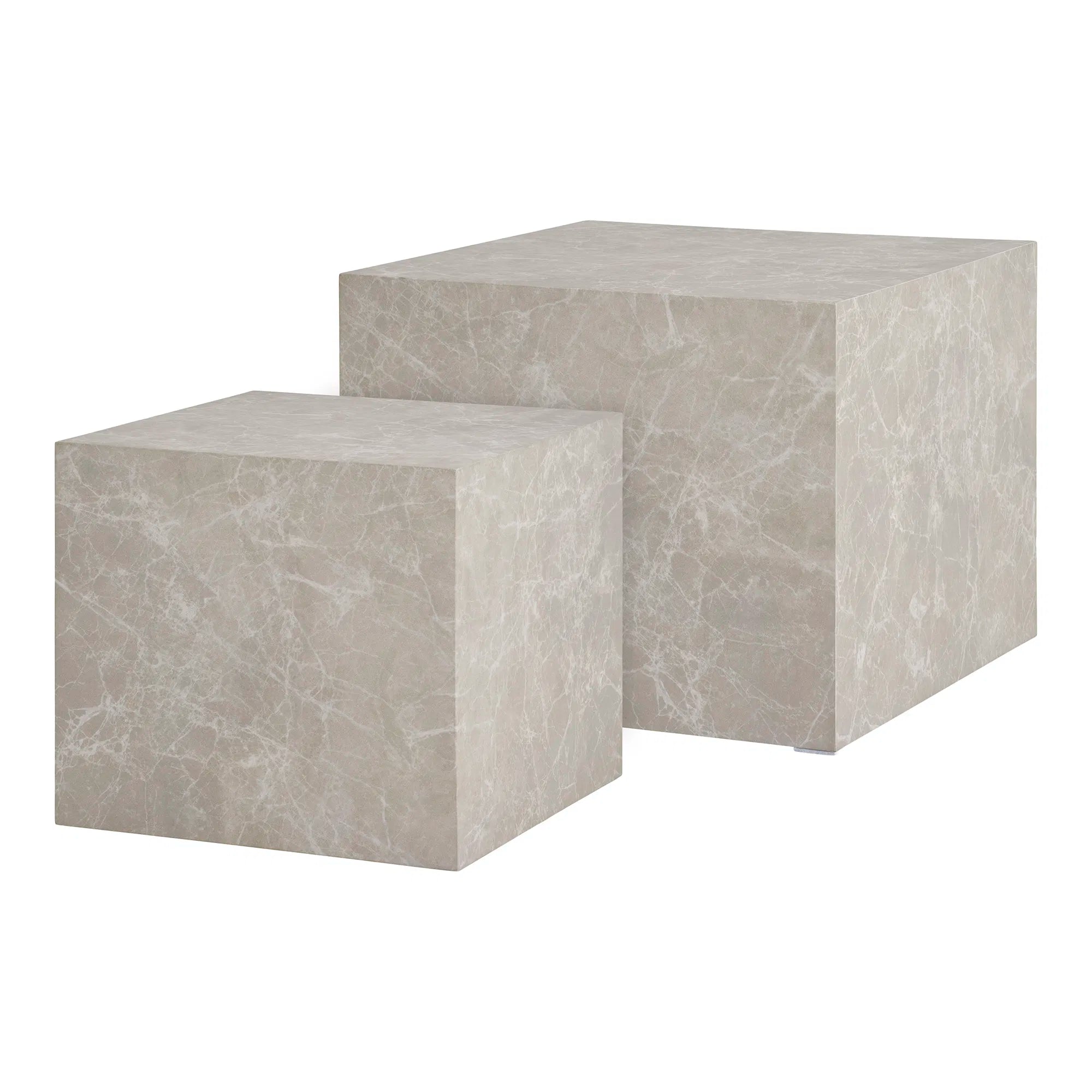 Designer Couchtisch Paris 2er Set an Marmor Optik