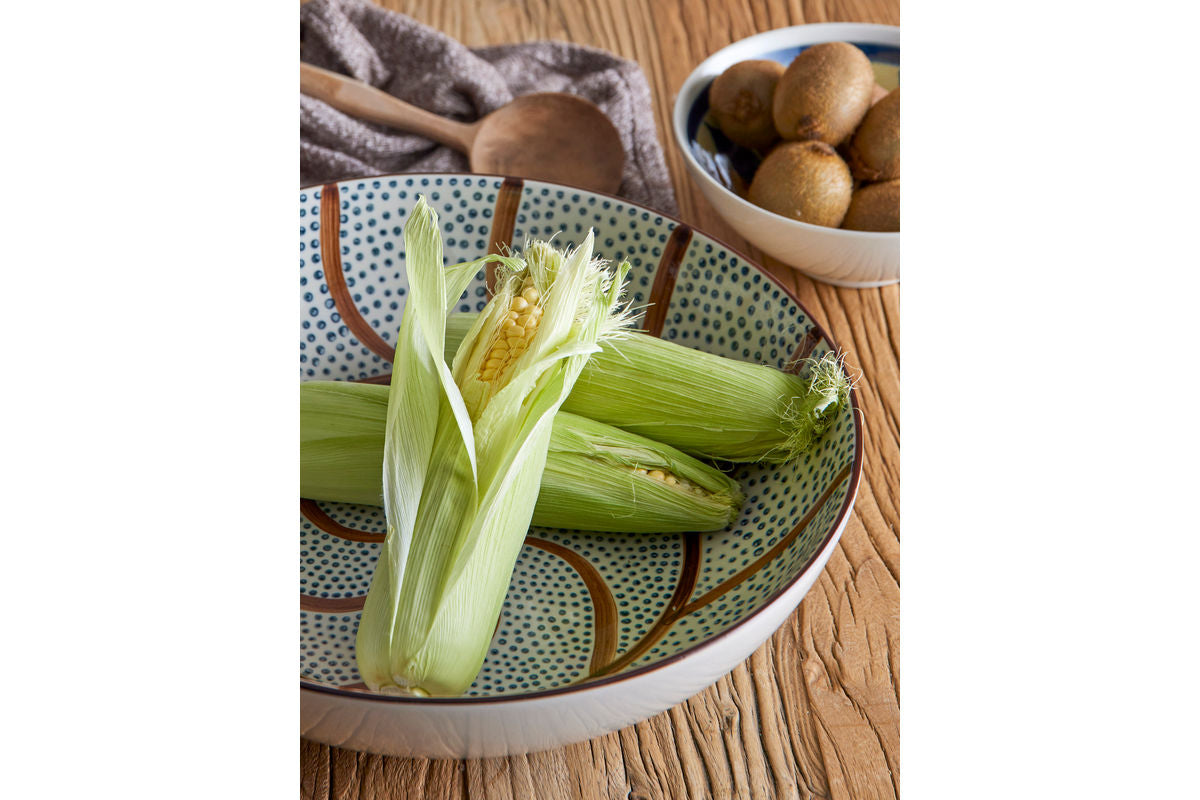 Schossel Riona – Steingutt mat handgemaaltem Muster