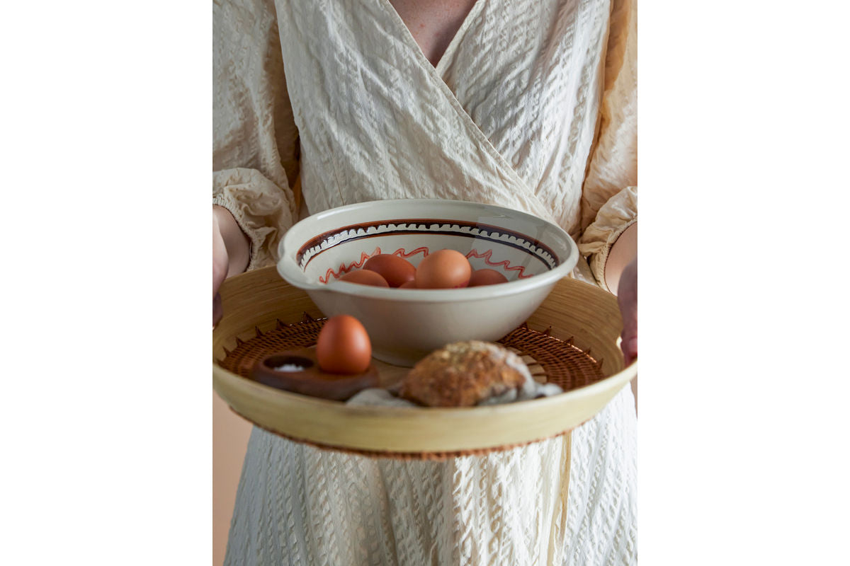 Schossel Riona – Steingutt mat handgemaaltem Muster