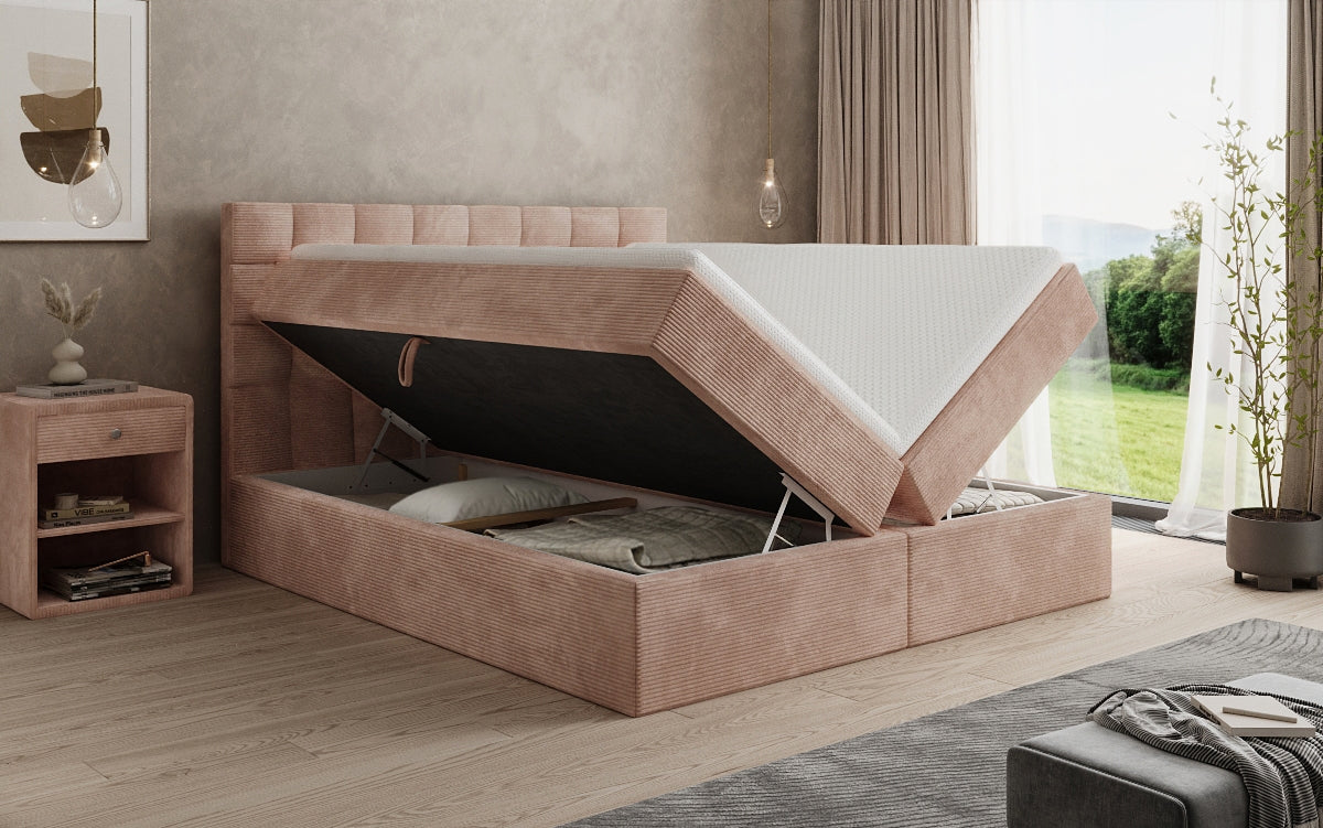 Boxspringbett Como an Cord mat Stauraum