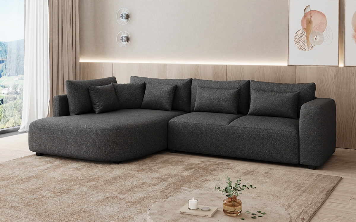 Designer-Ecksofa Ando mat breeder Ottomane aus Strukturstoff