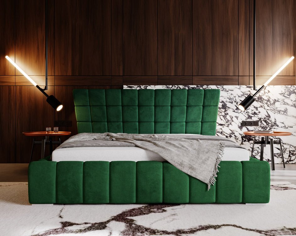 Designer Polsterbett Adore aus Samt mat Stauraum