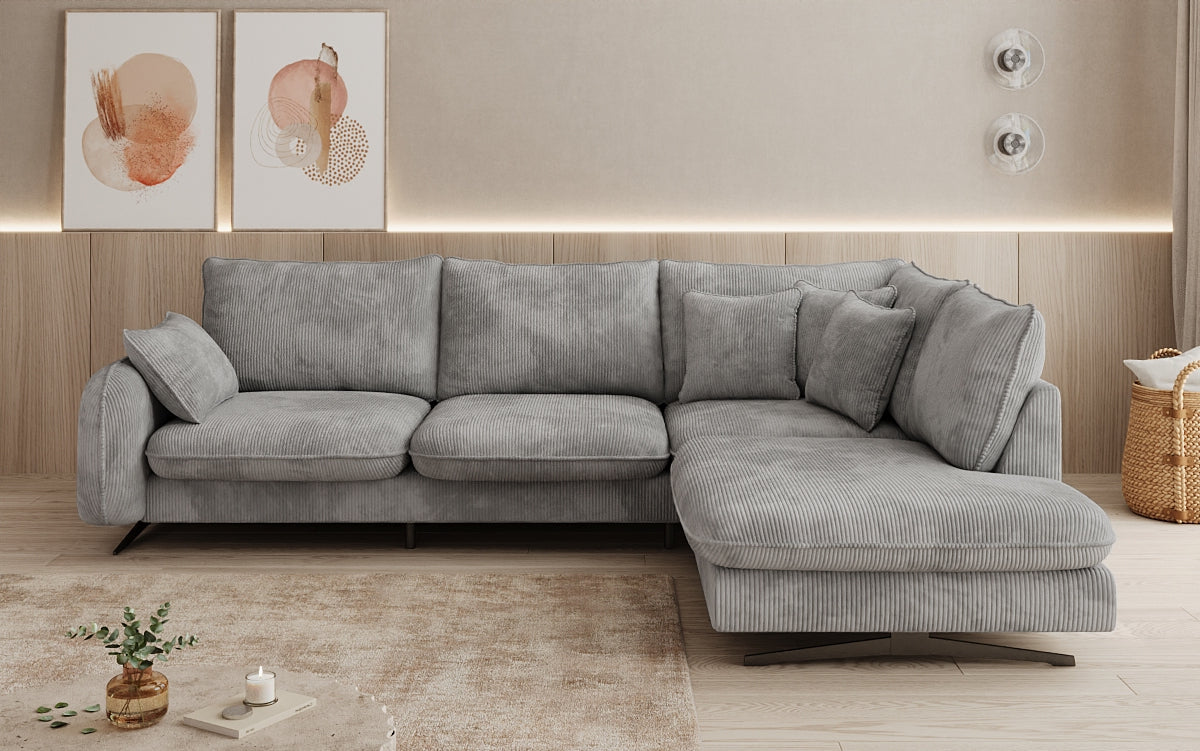 Designer-Ecksofa Laguna mat Metallféiss a Cord