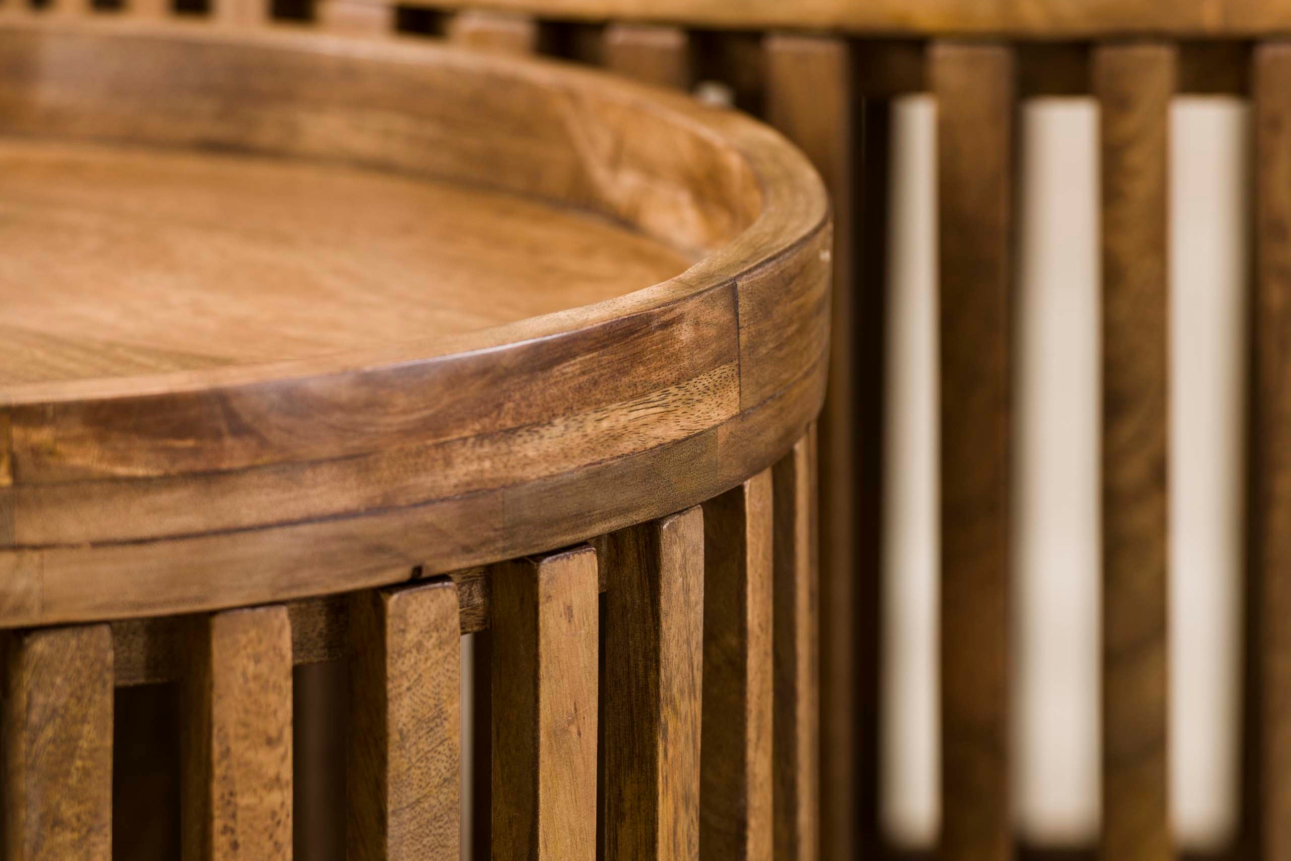 Couchtisch Marula - 2er Set aus Mangoholz mit sandfarbenem Finish