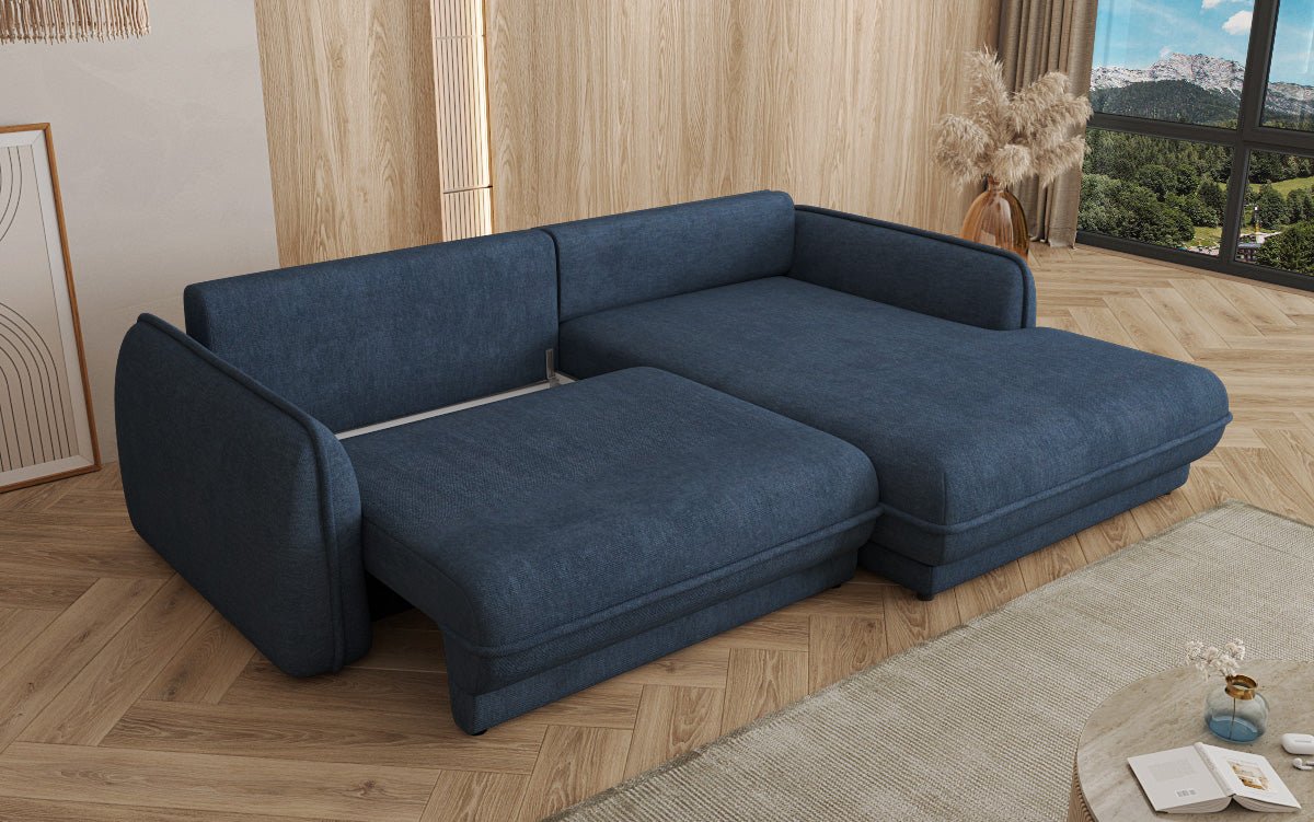 Designer Sofa Mojave II Stoff mat Schloffunktion an Stauraum