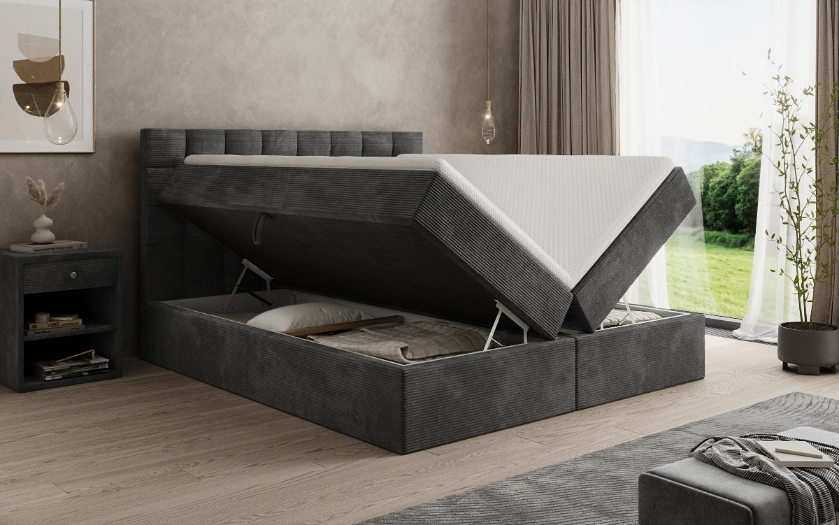 Boxspringbett Como an Cord mat Stauraum