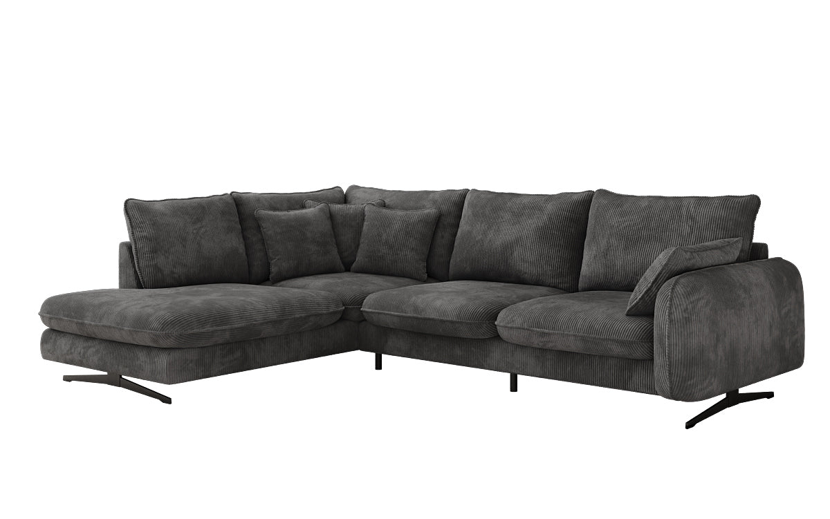 Designer-Ecksofa Laguna mat Metallféiss a Cord