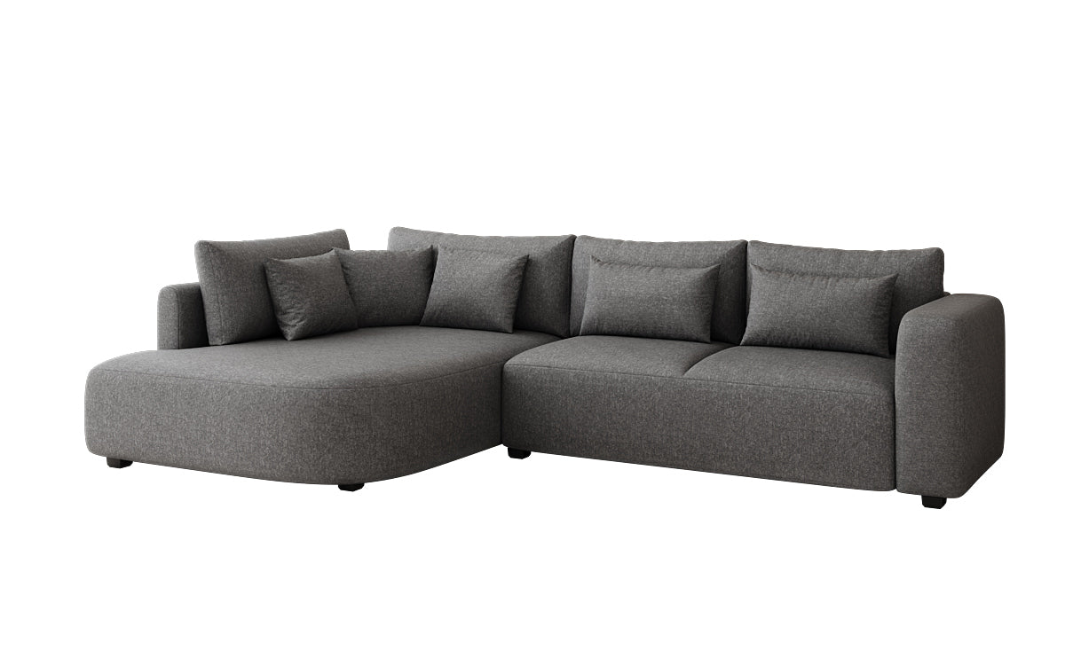 Designer-Ecksofa Ando mat breeder Ottomane aus Strukturstoff