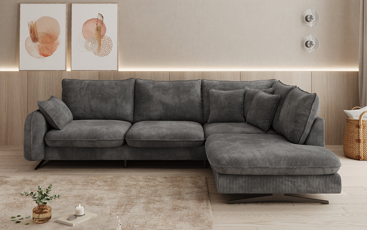 Designer-Ecksofa Laguna mat Metallféiss a Cord