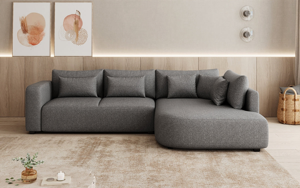 Designer-Ecksofa Ando mat breeder Ottomane aus Strukturstoff