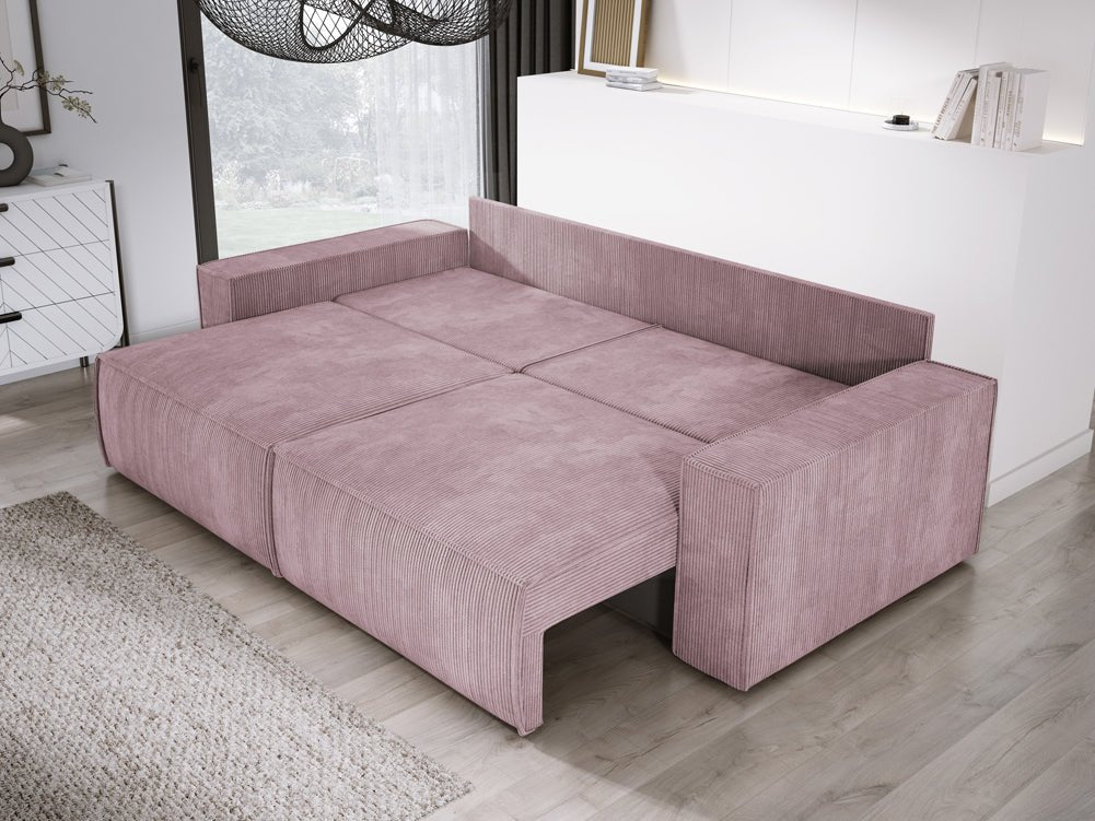 Designer Sofa Velanova 3 Sitzer Cord mit Schlaf- und Klappfunktion
