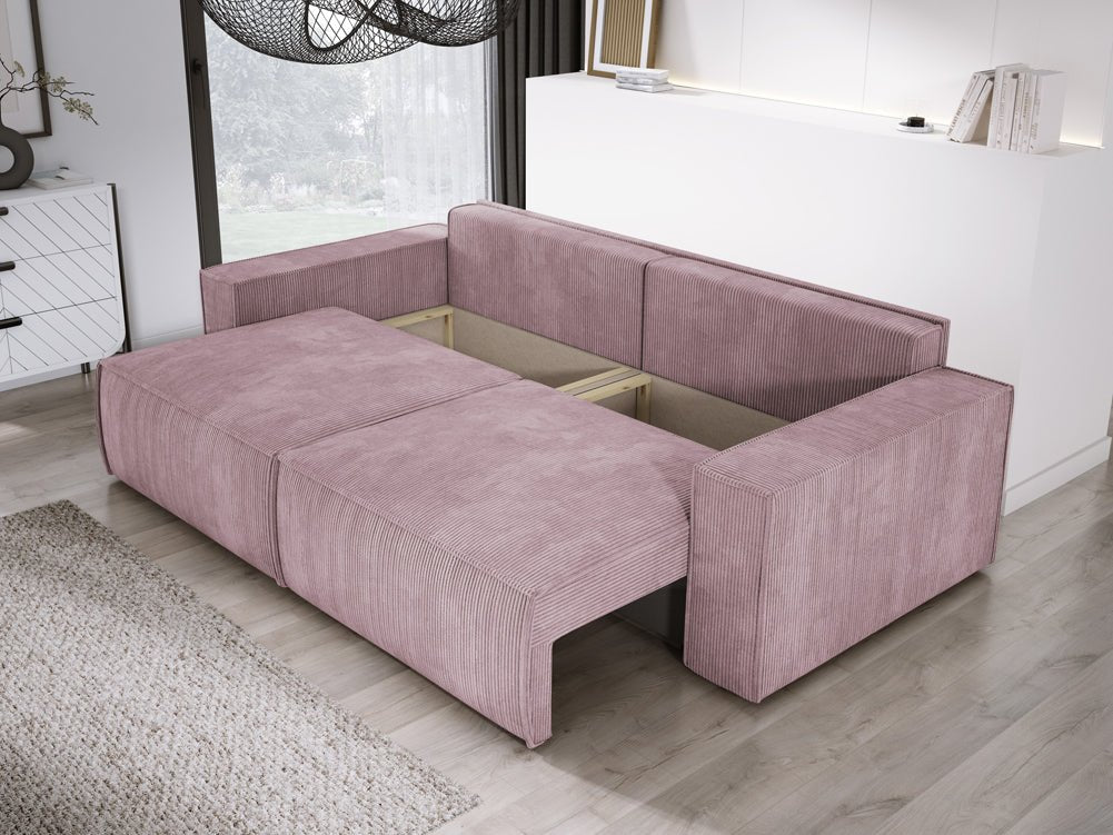 Designer Sofa Velanova 3 Sitzer Cord mit Schlaf- und Klappfunktion