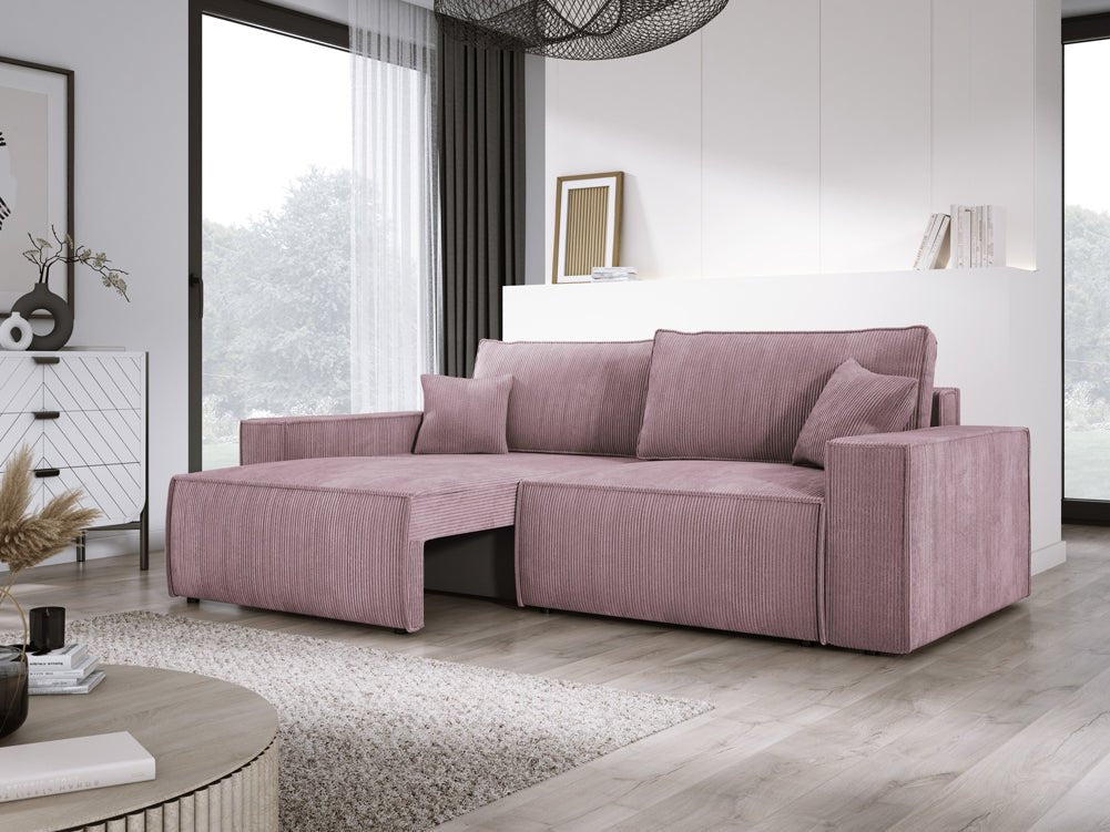 Designer Sofa Velanova 3 Sitzer Cord mit Schlaf- und Klappfunktion