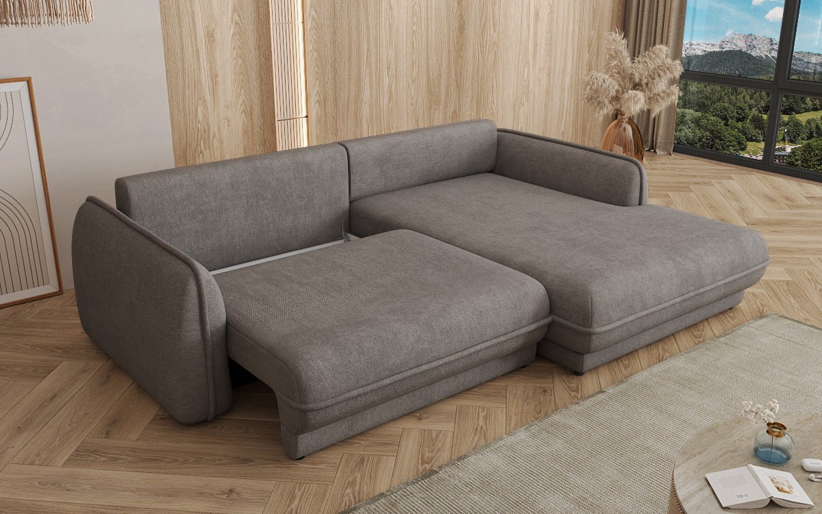 Designer Sofa Mojave II Stoff mat Schloffunktion an Stauraum