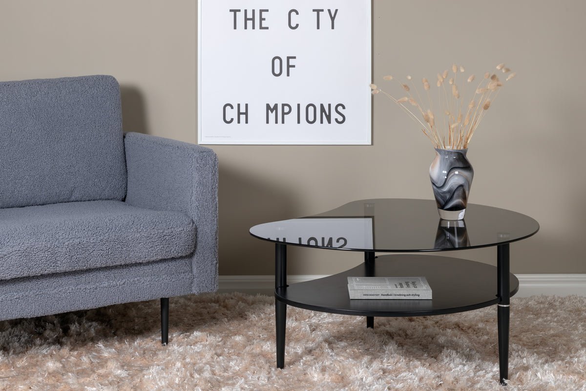 Couchtisch Amila - mat schwaarzer Glasplack