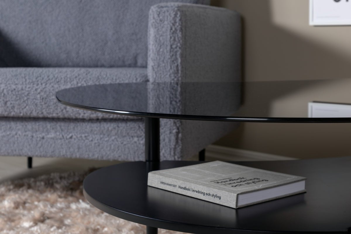 Couchtisch Amila - mat schwaarzer Glasplack