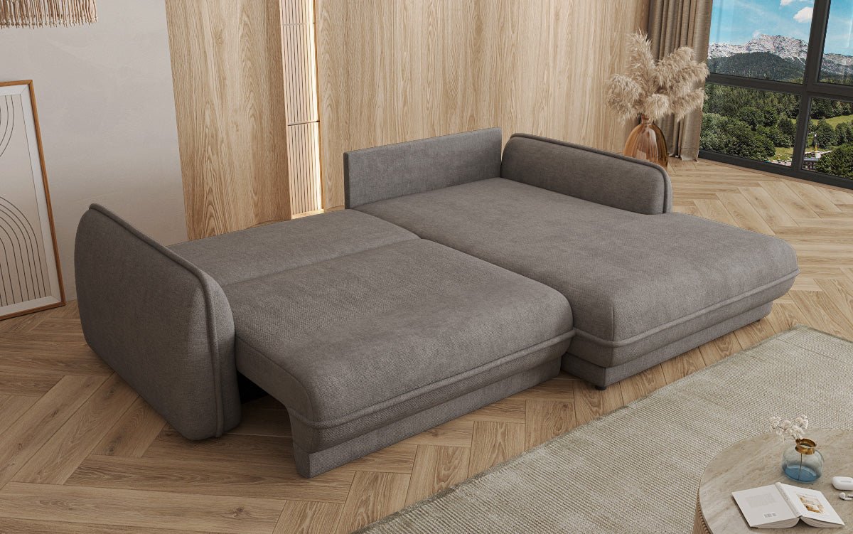 Designer Sofa Mojave II Stoff mat Schloffunktion an Stauraum