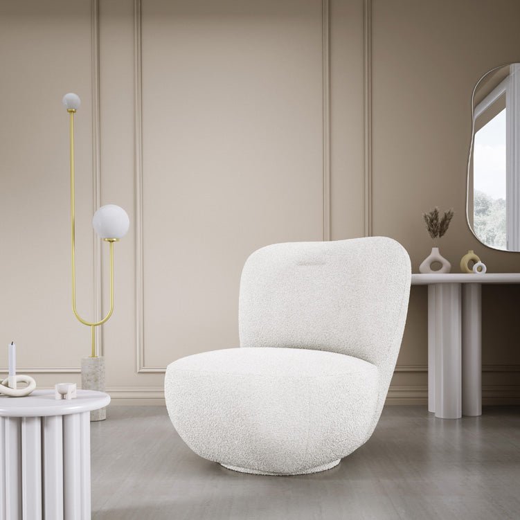 Designer Sëtzstull Kyoto 360° Dréifunktioun a Bouclé