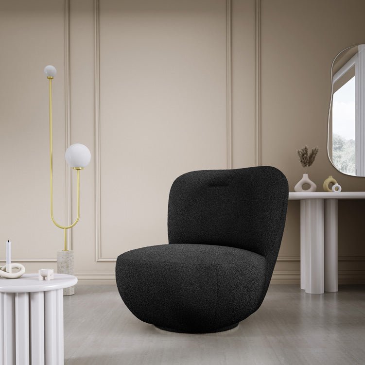 Designer Sëtzstull Kyoto 360° Dréifunktioun a Bouclé