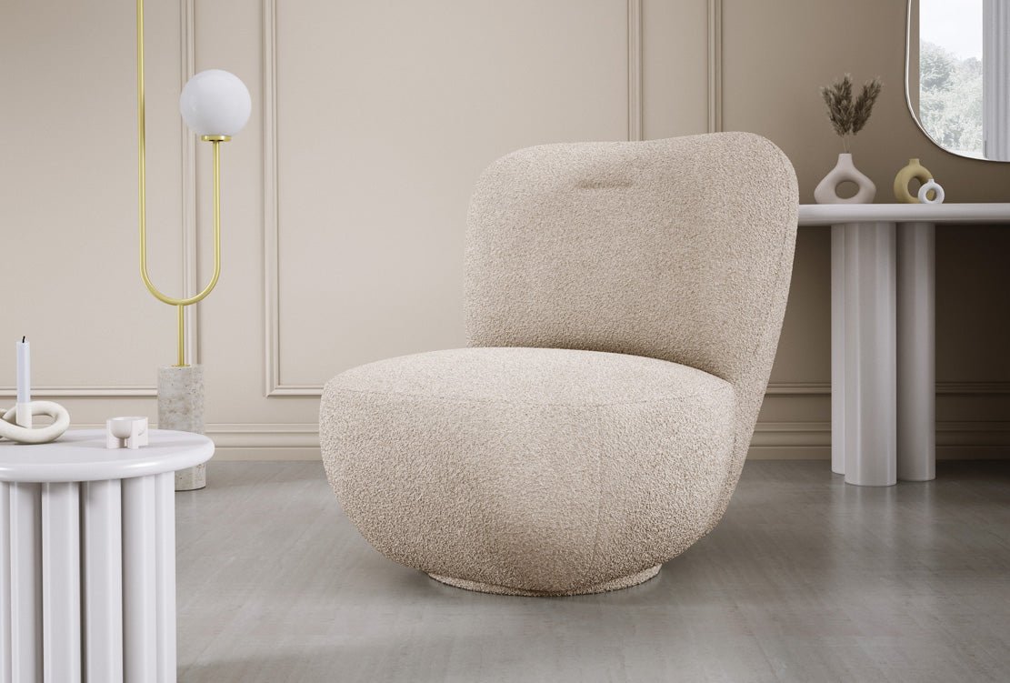 Designer Sëtzstull Kyoto 360° Dréifunktioun a Bouclé