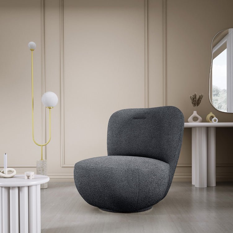 Designer Sëtzstull Kyoto 360° Dréifunktioun a Bouclé