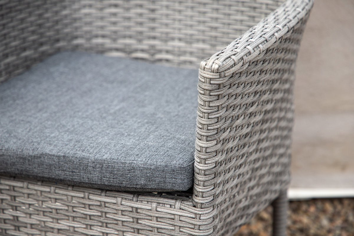 2er Set Gartenstuhl Isla - grauer Stuhl aus Aluminium und Rattan inklusive Sitzkissen