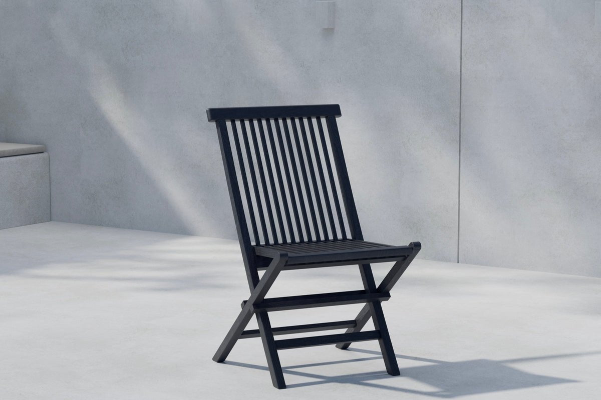 2er-Set Gartenstuhl Ravina - aus schwarzem Teakholz