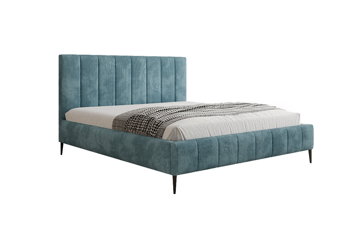 Designer Polsterbett Astrid in Cord mit Stauraum