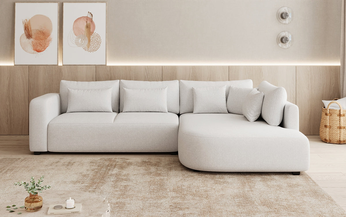 Designer-Ecksofa Ando mat breeder Ottomane aus Strukturstoff