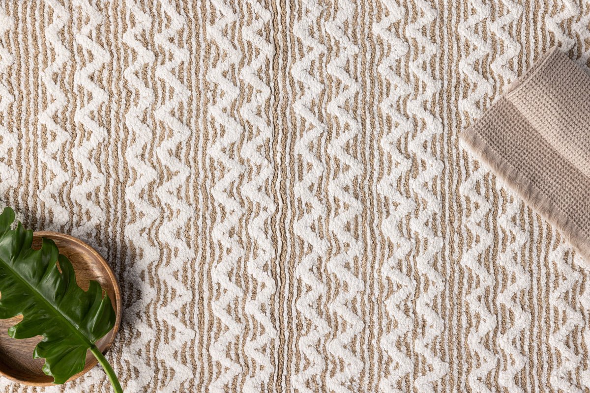 Badematte Sanur - in Weiß-Beige-Kombination aus weicher Baumwolle