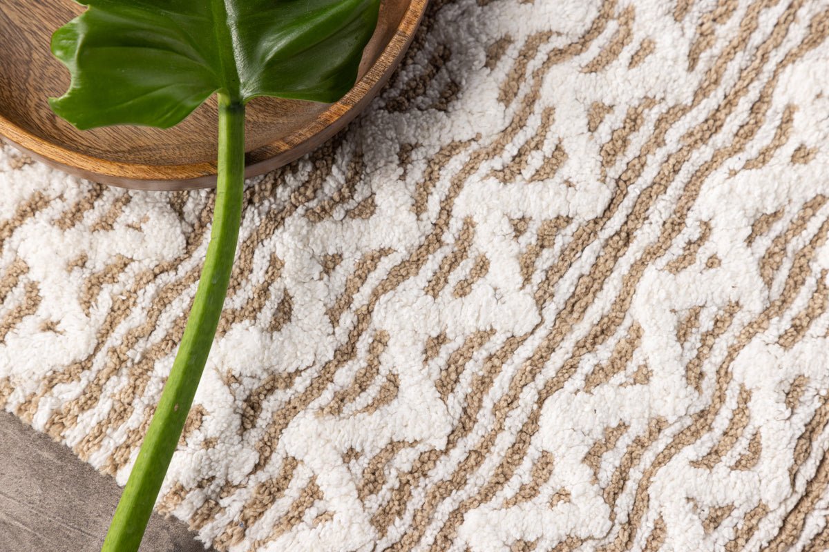 Badematte Sanur - in Weiß-Beige-Kombination aus weicher Baumwolle