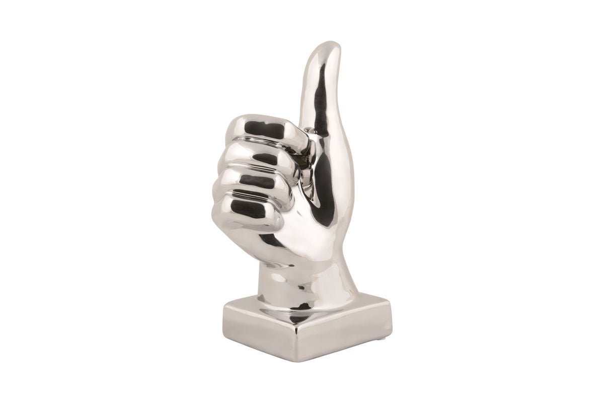 Statue „Thumbs“ – Keramikfigur mit glänzender Oberfläche
