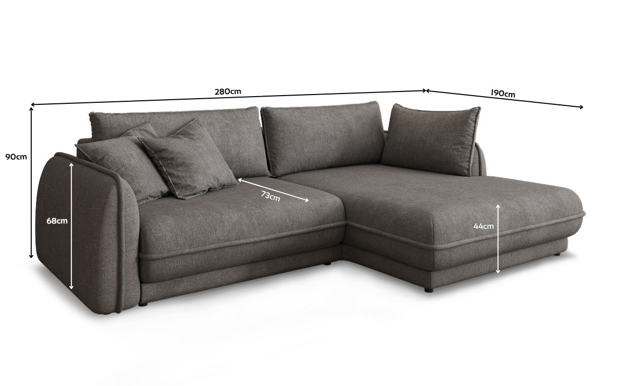 Designer Sofa Mojave II Stoff mat Schloffunktion an Stauraum