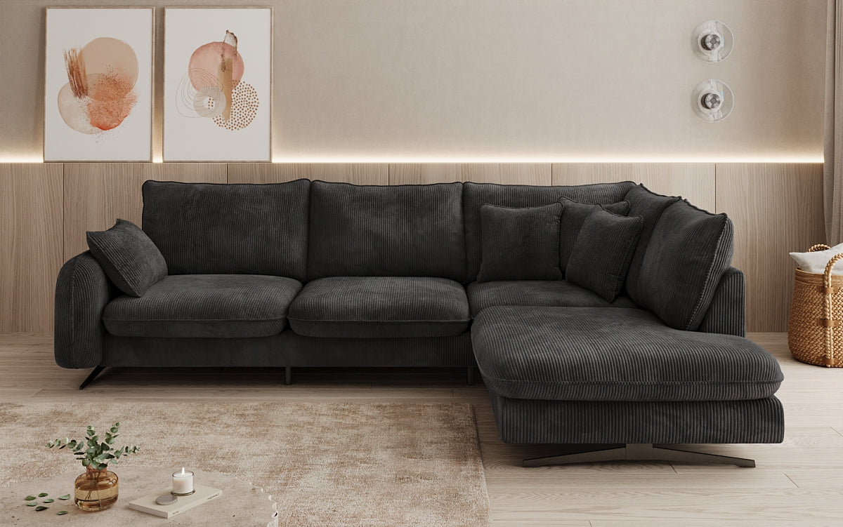 Designer-Ecksofa Laguna mat Metallféiss a Cord